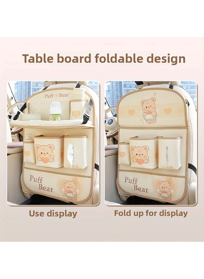 Donut Bear Car Seat Back Organizer With Foldable Table Cup Holder And Storage Bag - Image 5